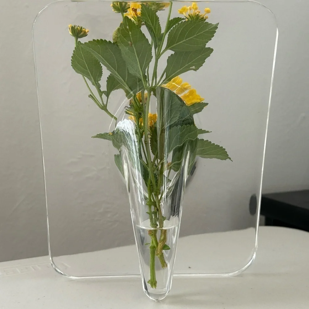 Contemporary Acrylic Vase: Rectangular Shape, Transparent Design / BRAND NEW